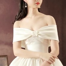 2021 Свадебное платье аксессуары белый атлас воротник бант воротник накидка индивидуальный размер сзади