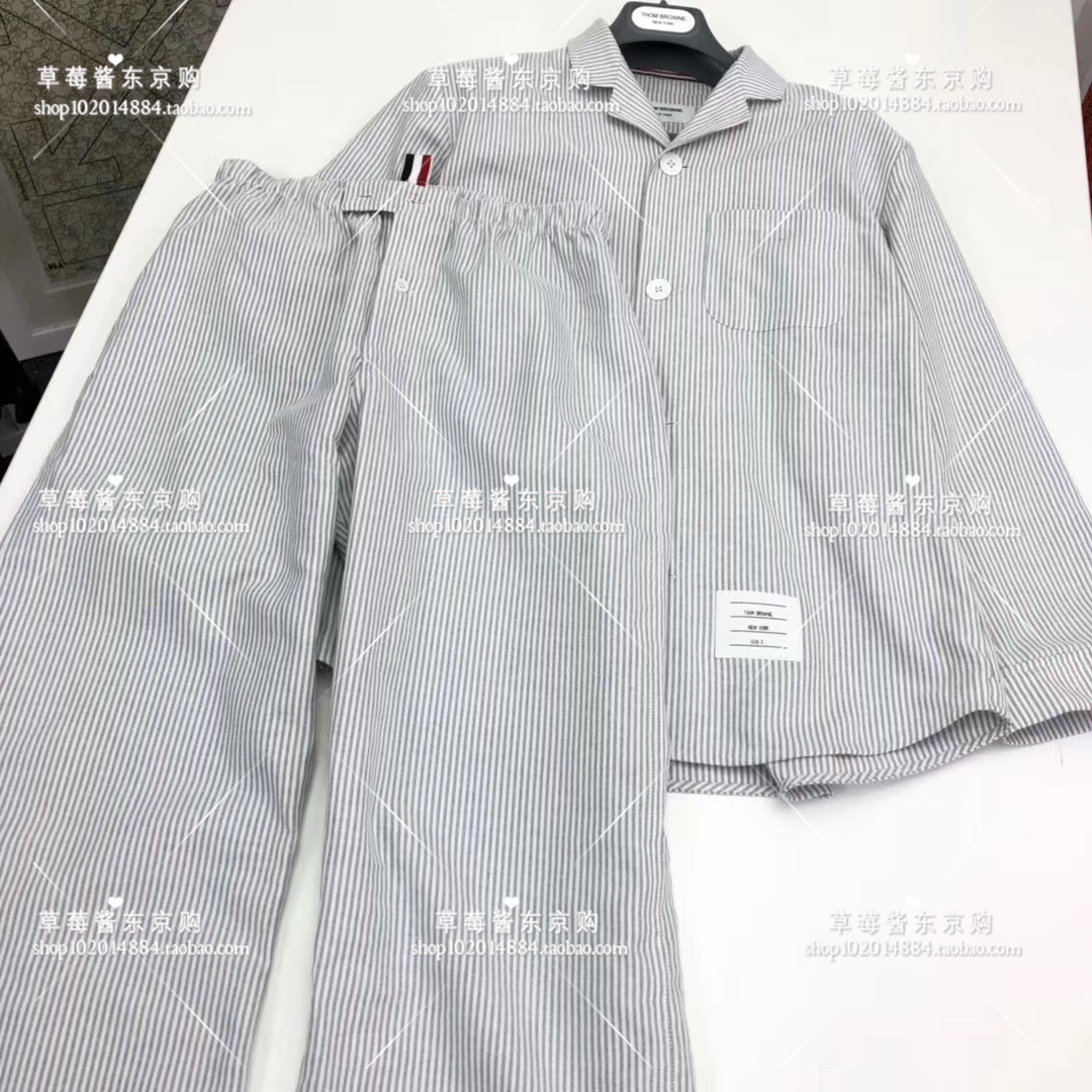 专柜代购thom browne 20ss春夏新款衬衫休闲裤睡衣家居套装tb男女