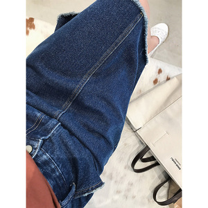 林珊珊 韩版毛边蓝色牛仔包臀半身裙女夏中长款学生百搭高腰a字裙半身裙