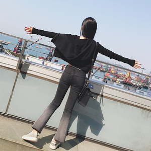 景亦 春季新款韩版修身显瘦短款长袖卫衣女开衫连帽学生外套上衣卫衣