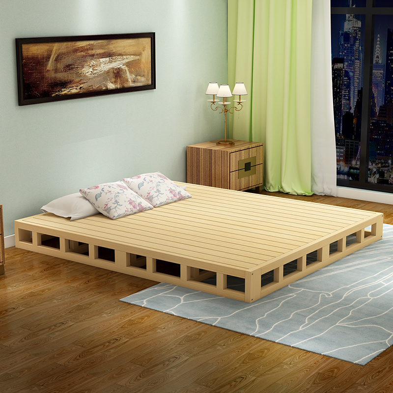 特价木板床单人实木床简易床榻榻米平板床松木床可定做双人床架
