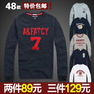 美洲海岸af长袖T恤男纯棉男装潮青年秋季薄款宽松大码圆领打底衫男装