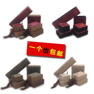 仿古包装盒翡翠玉器手镯盒吊坠珠宝挂件首饰项链盒亚麻绵布盒包邮首饰包装盒