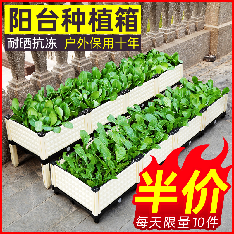 阳台种菜神器家庭塑料花盆长方形槽非泡沫种植箱室内顶楼屋顶专用