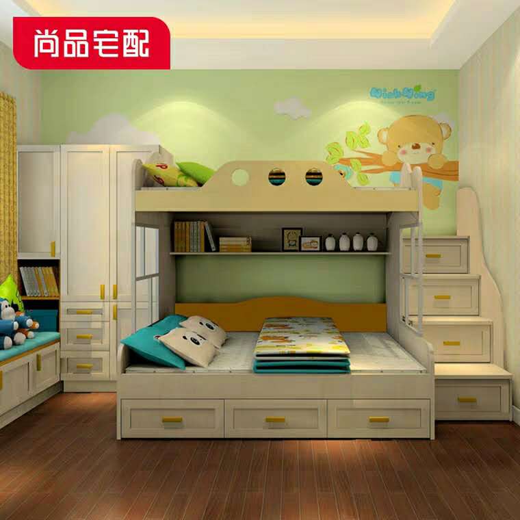尚品宅配儿童房上下床榻榻米成套家具定制多功能整体衣柜书柜定制