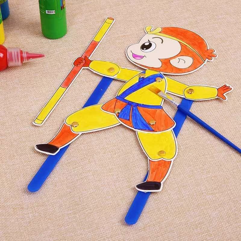 皮影戏手工diy手工品卡通人物材料包幼儿园儿童创意拼装玩具亲子