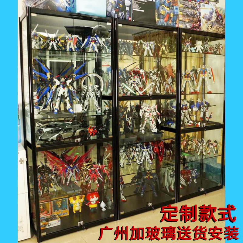 手办展示柜玻璃产品展柜礼品陈列柜广州货架化妆品模型玻璃展示柜