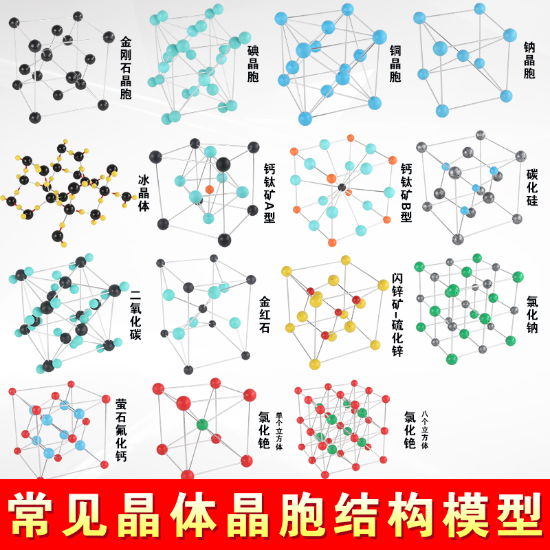 晶体晶胞结构模型金刚石铜碘钠晶胞二氧化碳氯化钠纳米碳管碳化硅