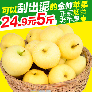 金帅正宗烟台苹果黄金帅粉面香蕉黄元帅新鲜水果红富士5斤包邮苹果水果