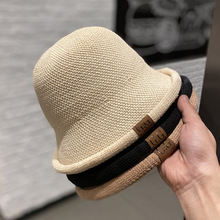 韩版日系卷边纯色针织女渔夫帽子