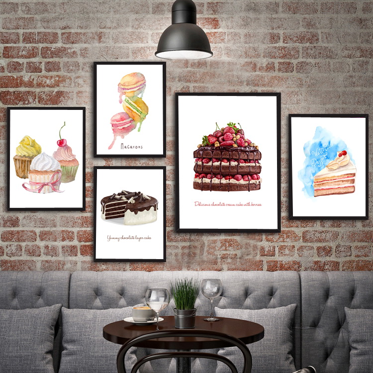 生日蛋糕装饰画甜品店装饰海报烘焙房创意西点挂画冰激凌墙壁画
