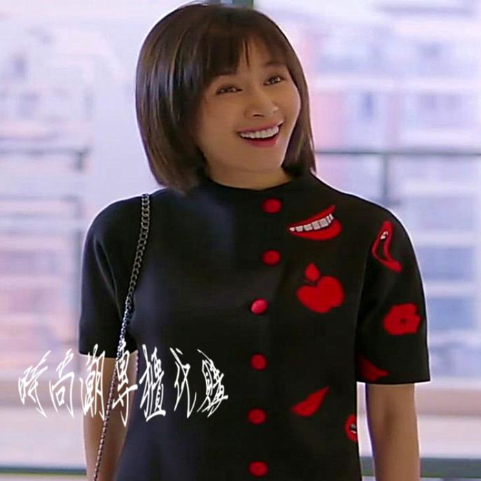 香港女装2020春秋王子文曲筱绡明星同款连衣裙印花小资衣服