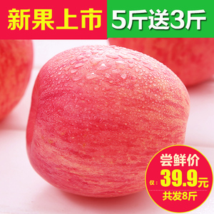 17年新果_新鲜苹果陕西红富士水果包邮5斤送3斤吃的苹果整箱批发苹果新鲜