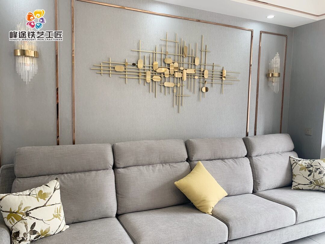 轻奢北欧客厅沙发背景墙挂件墙上装饰品金属不锈钢壁挂壁饰墙饰