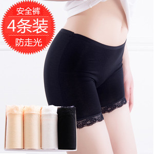 安全裤防走光女夏薄款保险裤中腰无痕蕾丝加裆平角短裤三分打底裤安全裤夏
