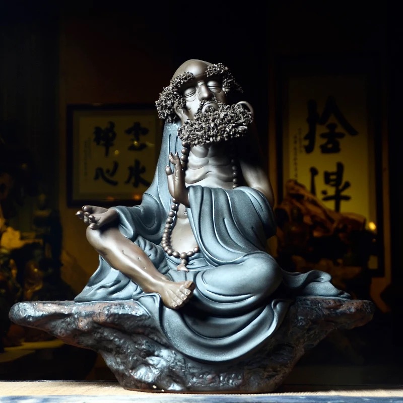 达摩祖师 新中式紫砂陶瓷人物摆件 禅意家居装饰佛像玄关摆设大号