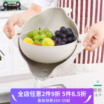 德国食品级检测 双层洗菜篮子旋转沥水篮翻转漏水盆水果盘沥水架