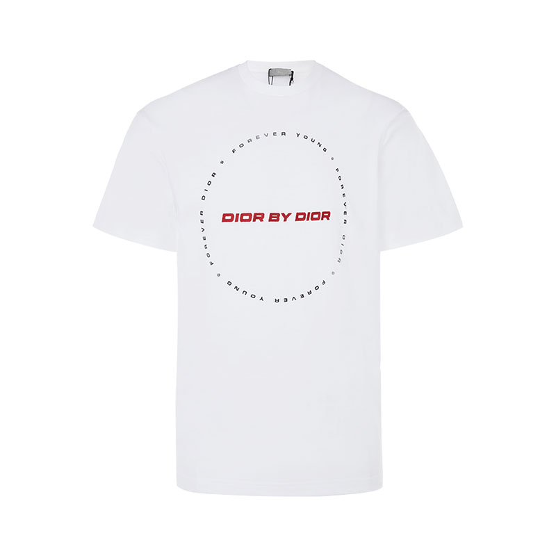 dior/迪奥白色字母图案装饰纯棉材质男士短袖t恤衫