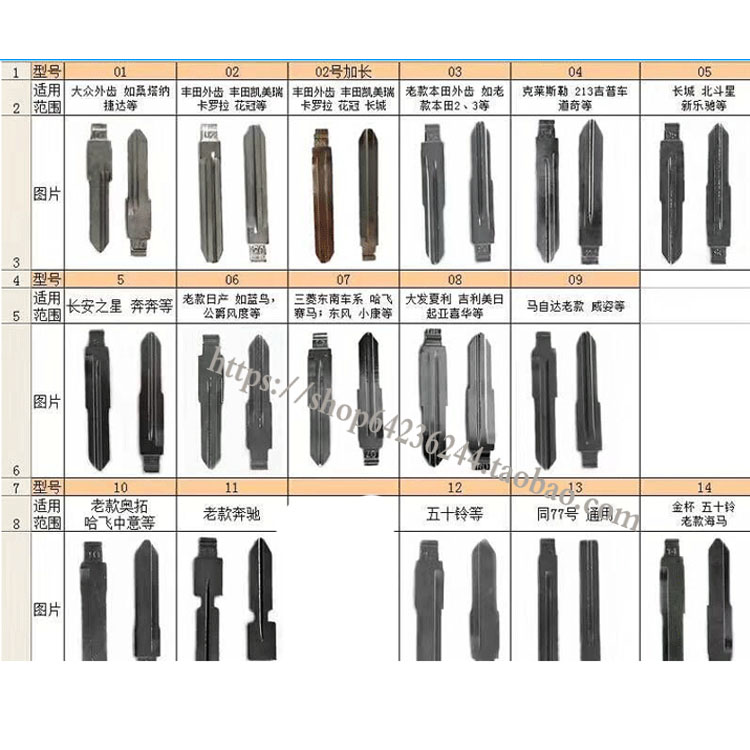 汽车折叠钥匙kd子机vvdi子机专用钥匙头胚子中间槽位钥匙胚26-50