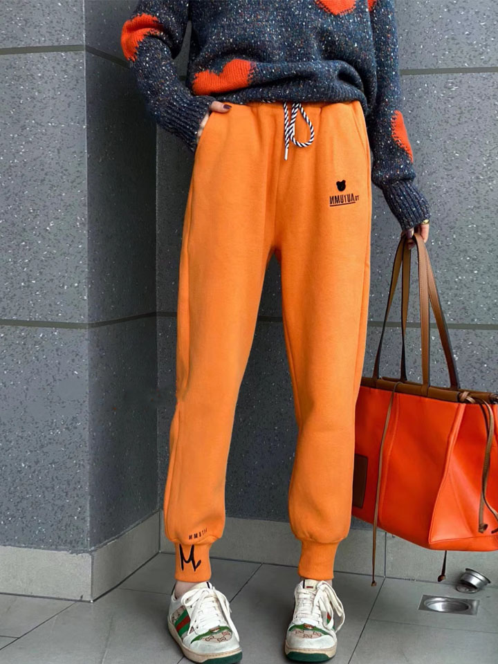 橘色哈伦裤女穿搭|橘色哈伦裤女搭配|橘色哈伦裤女|买