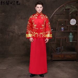 秀禾服新郎2017新款秋季中式古装结婚情侣礼服嫁衣大码龙凤褂男款古装