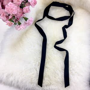 CLady定制仿真丝绸面窄丝巾领巾围巾细长黑腰带秀场欧美大牌围巾定制