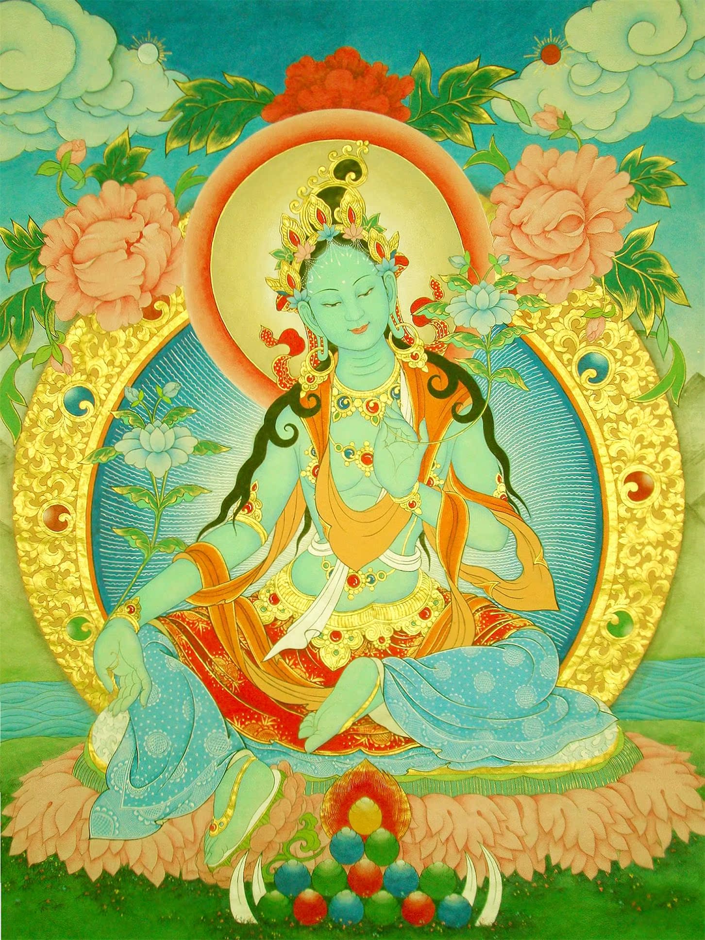 定制藏密佛教画像南无绿度母佛像绿度母佛菩萨圣救度佛母度母画像