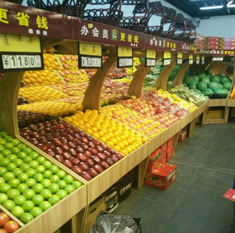 木制水果架蔬菜水果展示架果多美水果架超市货架弯腰柜便利店货架