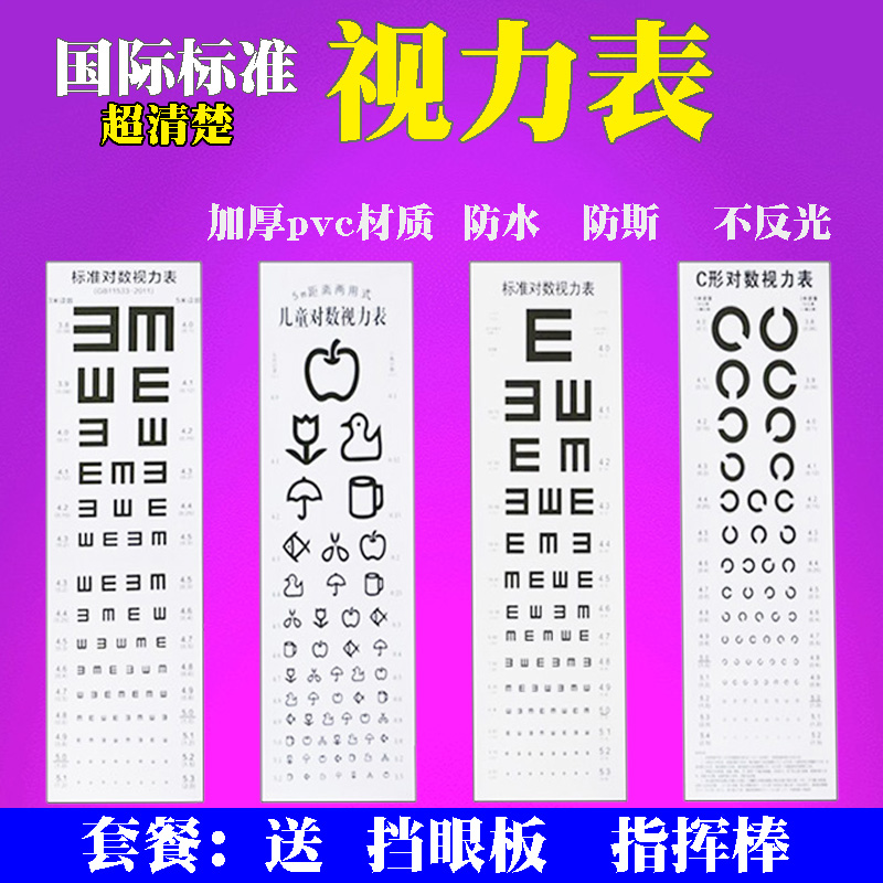 对数视力表挂图标准家用儿童卡通成人测试近远视幼儿园眼科3米5米