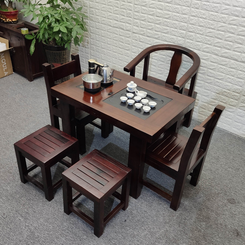 老船木茶桌椅组合功夫实木茶台客厅阳台小户型家用套装一体喝茶几