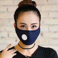 防眼镜雾气口罩-棉麻春秋保暖开口露鼻透气口