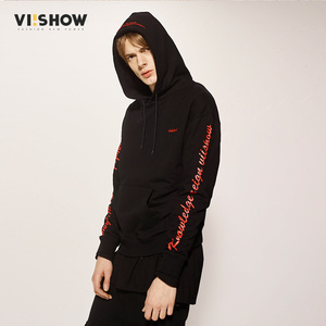 viishow201 春装新款套头卫衣男连帽韩版学生字母印花运动外套卫衣男