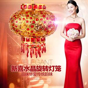 LED旋转灯笼阳台水晶灯笼大红灯笼节日喜庆婚庆用品高档灯具包邮灯笼灯