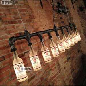 卖场瓶子餐厅玻璃酒瓶吊灯loft工业风格酒吧台咖啡厅复古水管灯饰酒瓶吊灯