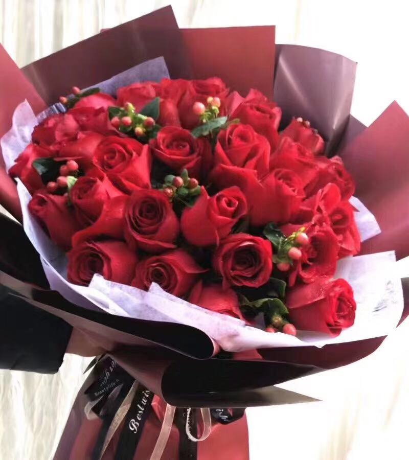 鲜花速递生日33朵红玫瑰花束表白示爱商务节庆全国同城当天配送