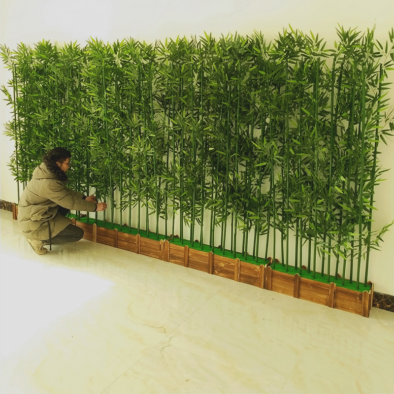 仿真竹子装饰假竹子隔断屏风加密塑料竹子室内仿真绿植物盆栽装饰