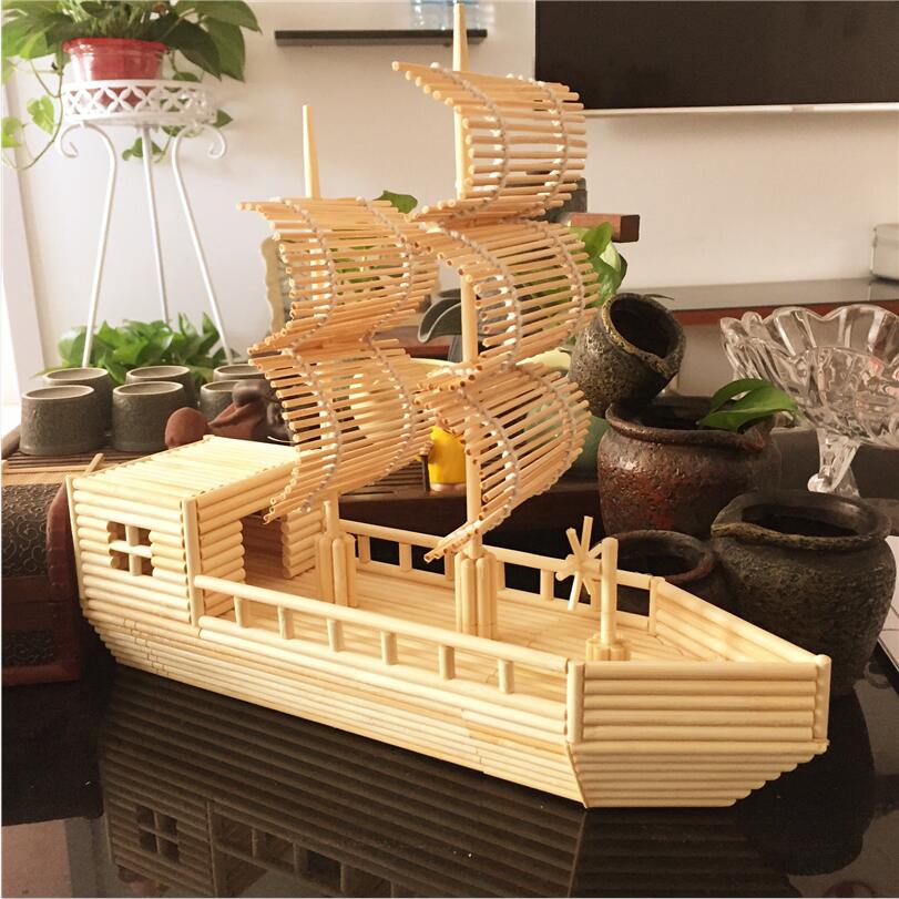 一次性筷子手工船摆件diy纯手工制作帆船模型特色手工作业成品