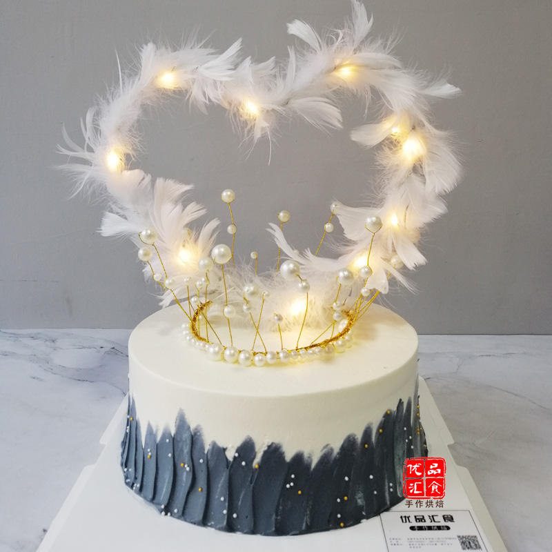 520生日蛋糕心型羽毛蛋糕情人节玫瑰花蛋糕抖音网红款成都市配送