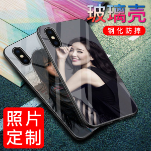 苹果x手机壳定制iphone7plus私人diy照片8p情侣6splus钢化玻璃壳手机壳