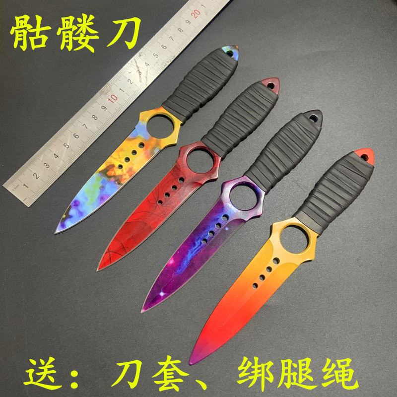 csgo骷髅刀户外潜水绑腿刀野外求生防身高硬度军刀不锈钢小直刀