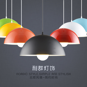 简约现代彩色灯罩创意个性办公室餐厅单头吊灯圆形理发店饭店灯具吊灯