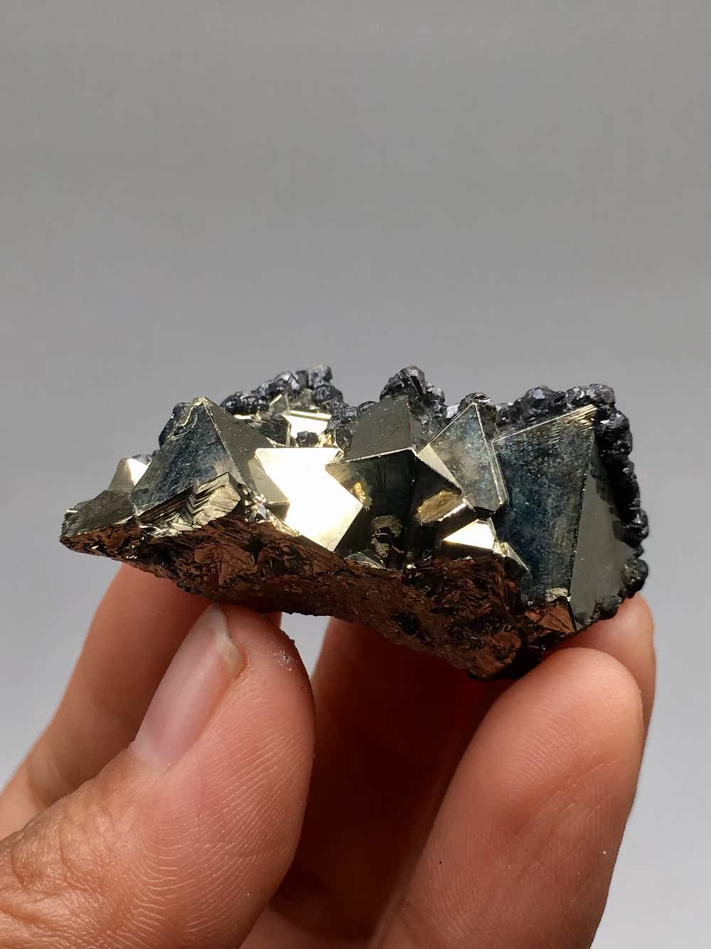 秘鲁天然八面体黄铁矿铁闪锌矿物晶体摆件矿石标本宝石原石石头