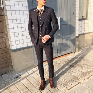西装男套装夏季潮流休闲男士修身韩版英伦风薄款新郎结婚礼服西服西装男士