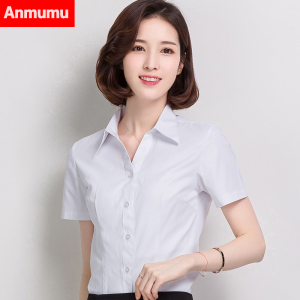 白衬衫女短袖宽松夏装半袖工作服正装套装工装大码衬衣职业女装ol职业装