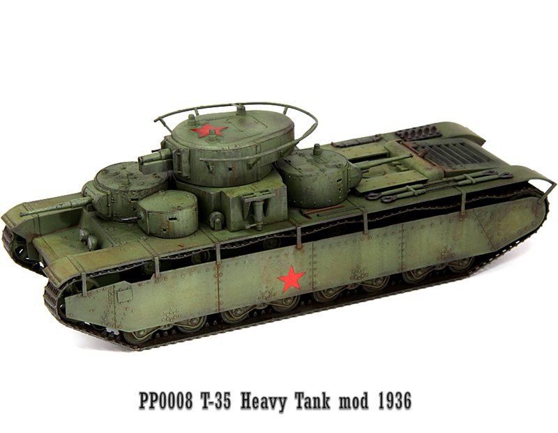 六分仪 pp0008 1/72 苏联t35 t-35多炮塔重型坦克1936型 成品摆件