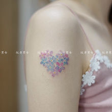 Цветные лепестки персиковое сердце корейская простая водонепроницаемая татуировка