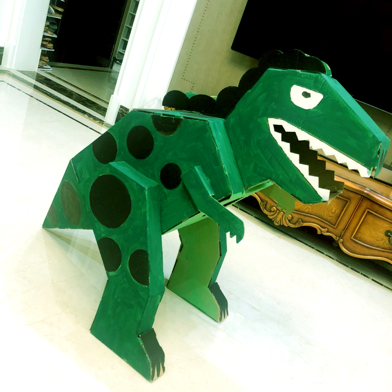 儿童恐龙房子涂色暴霸王龙动物超大可穿diy幼儿园手工制作纸模型