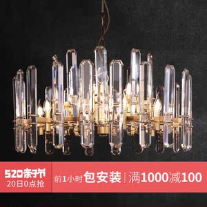 现代水晶吊灯美式时尚设计师样板房灯具轻奢酒店别墅客厅全铜吊灯水晶吊灯