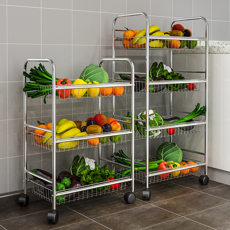 麦斗家用菜架水果蔬菜架厨房304不锈钢置物架放菜的架子果蔬多层