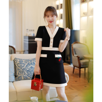 En light luxury customization Early autumn cherry-flavored young lady ~ Italian-made crepe wool college style A-line dress
